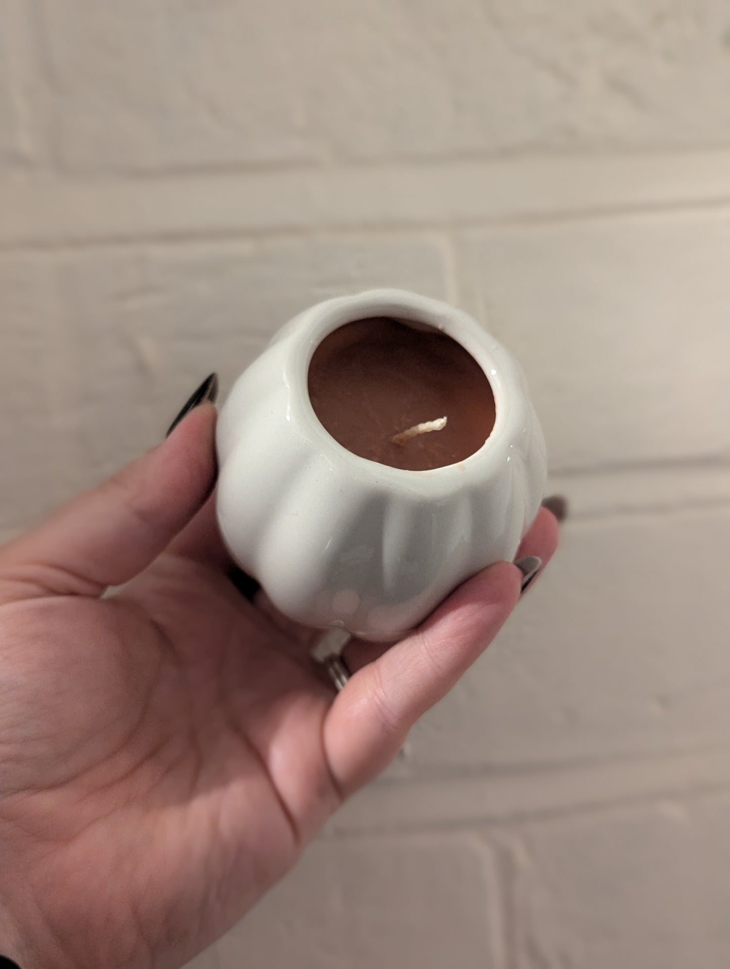 *2 FOR £10* White Glazed Pumpkin Candles