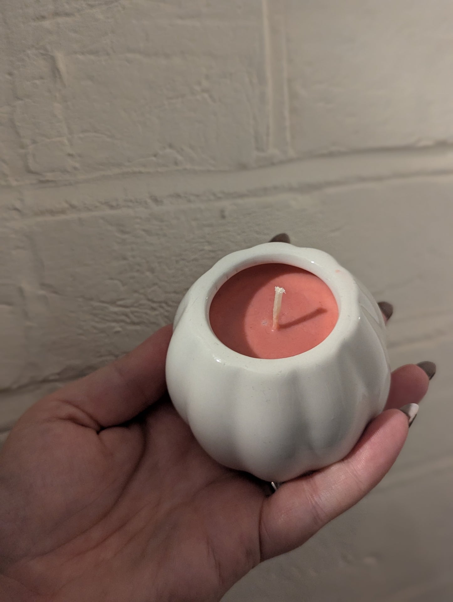 *2 FOR £10* White Glazed Pumpkin Candles