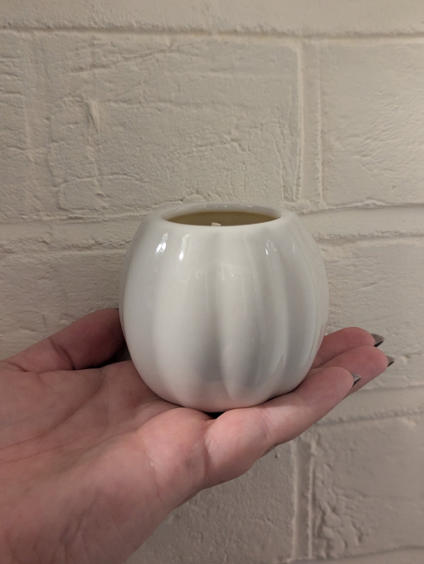 *2 FOR £10* White Glazed Pumpkin Candles