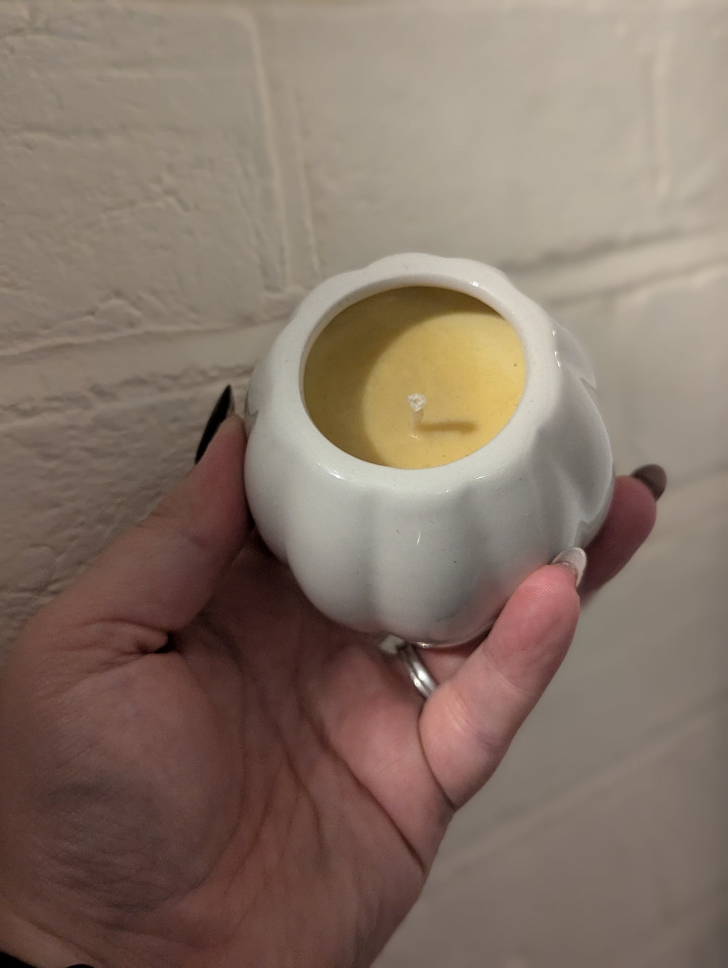 *2 FOR £10* White Glazed Pumpkin Candles