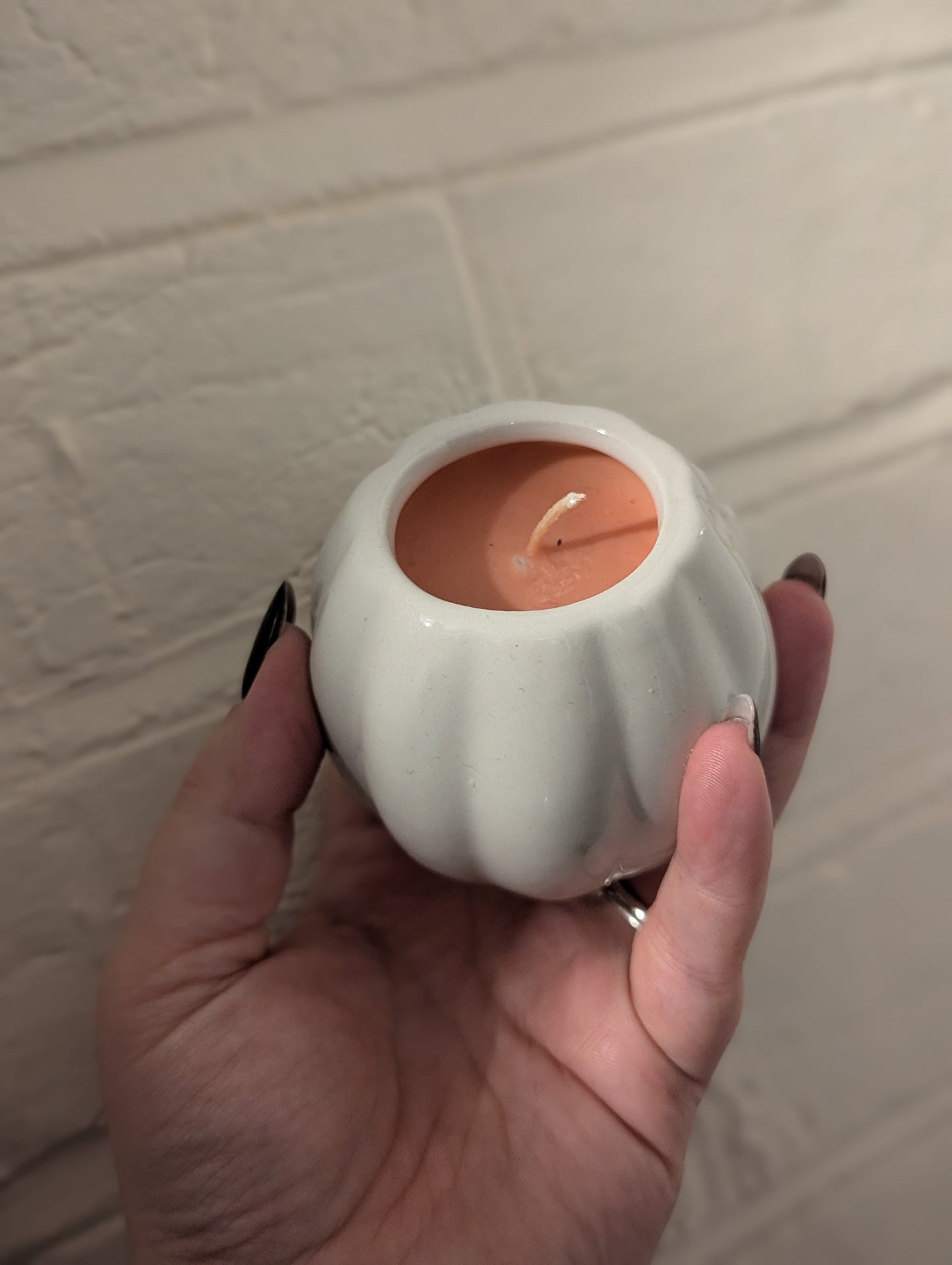*2 FOR £10* White Glazed Pumpkin Candles
