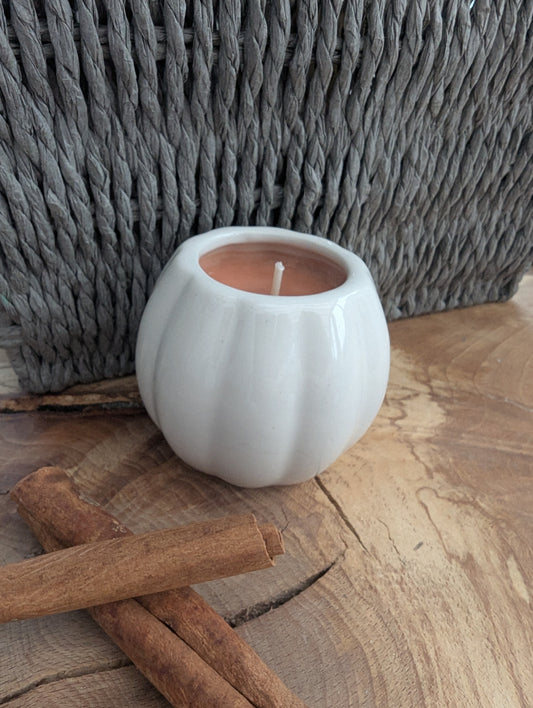 *2 FOR £10* White Glazed Pumpkin Candles